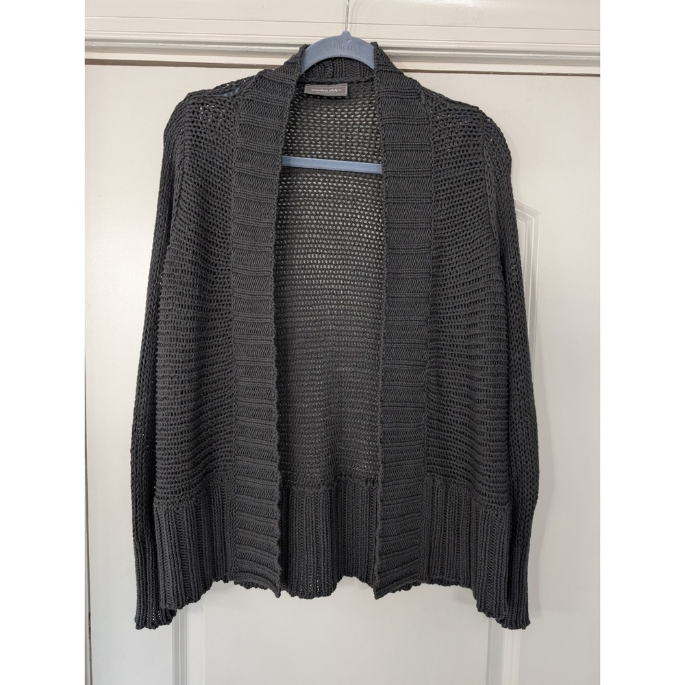 Wooden Ships‎ Open Front Knit Cardigan Sweater Charcoal Gray XS/S coastal